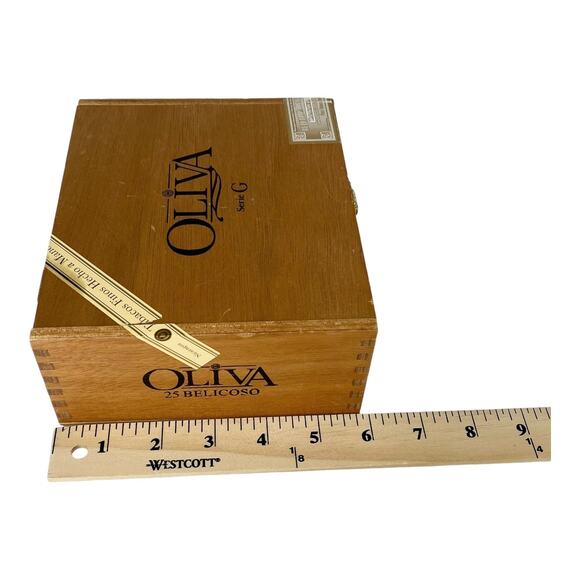 Vintage Oliva Series G Belicoso Camaroon EMPTY WOOD CIGAR BOX 7" x 5.75" x 2.5" - Picture 6 of 9
